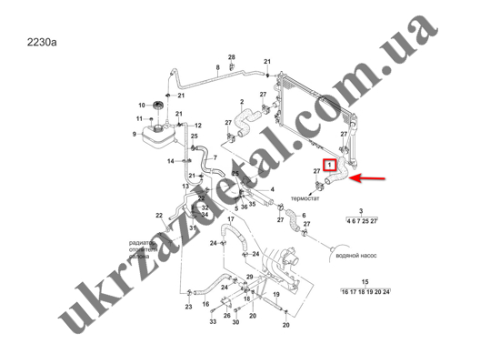 Изображение Патрубок радиатора верхний Ланос 1.5 (с кондиц.)   ASR 96182268