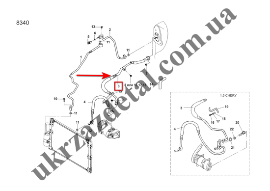 Зображення Патрубок (трубка) кондиционера к компрессору Ланос GM 96470470-02 