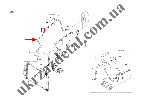  Зображення Патрубок (трубка) кондиционера Ланос GM 96485021-02 