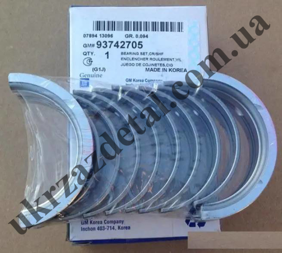  Зображення Вкладыши коренные стандарт STD  Ланос 1.5-1.6, Авео, Лачетти 1.6. GM 93742705 